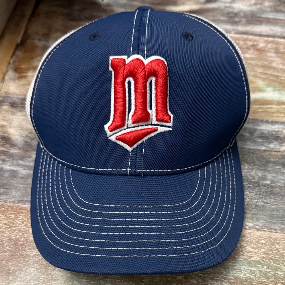 Navy Blue Baseball Cap with Red Logo